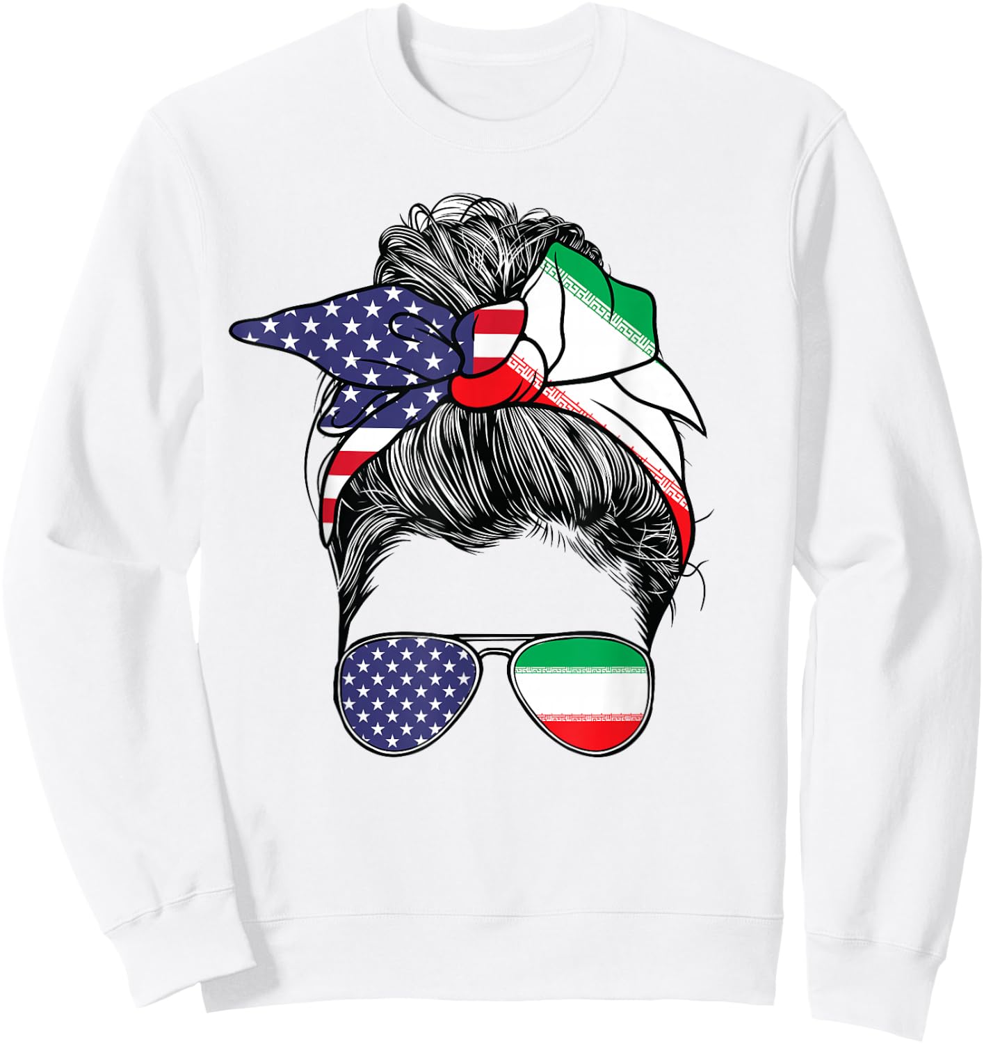 Iranian Women Girl USA Heritage American Iran Flag Sweatshirt - Sweatshirt | White