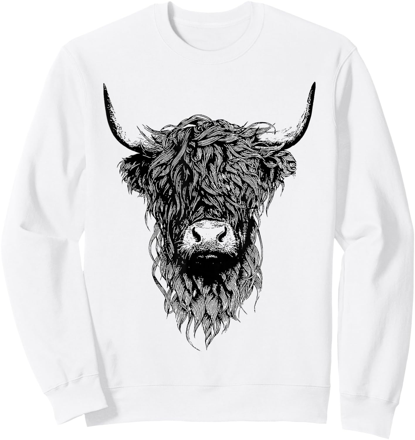 Scottish Highland Cow Cattle Hairy Cow Sweatshirt - Sweatshirt | White