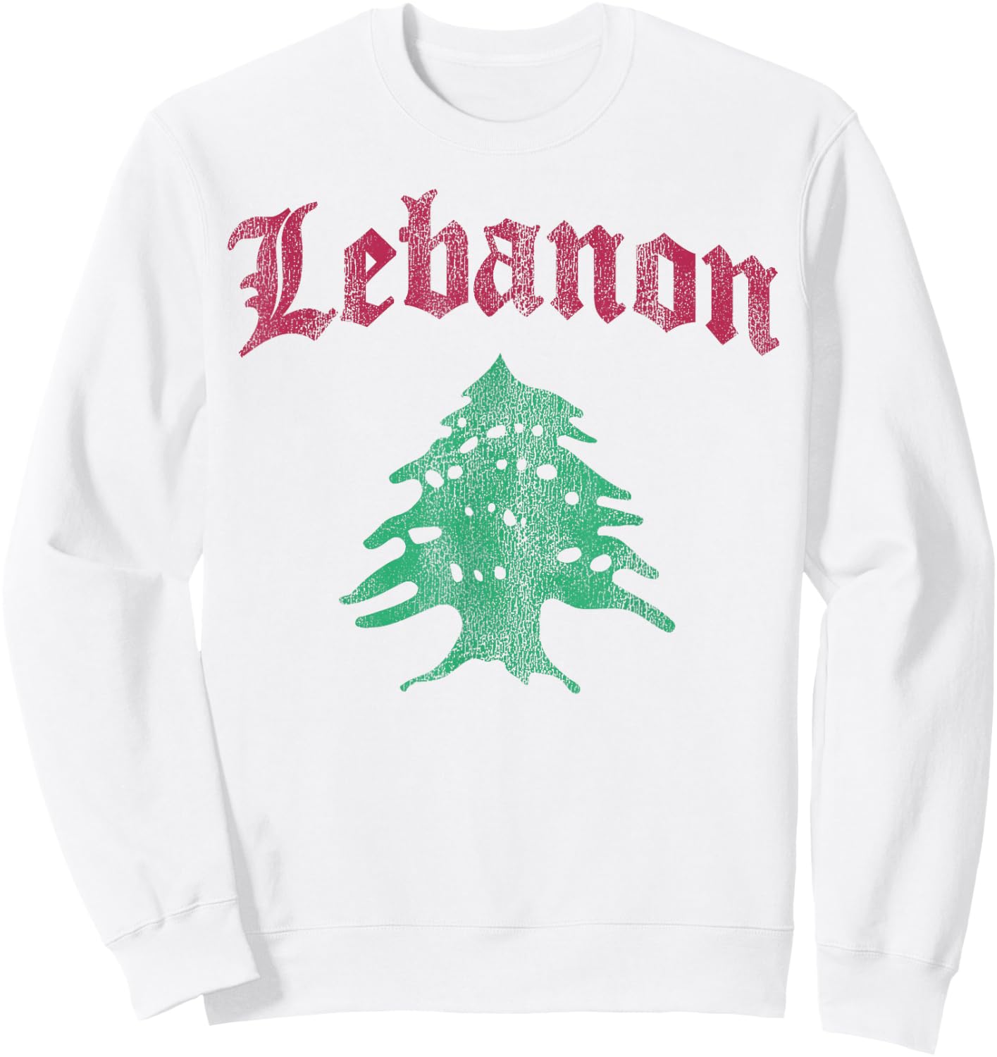 Vintage Lebanese Flag of Lebanon Souvenir Men Kids and Women Sweatshirt - Sweatshirt | White