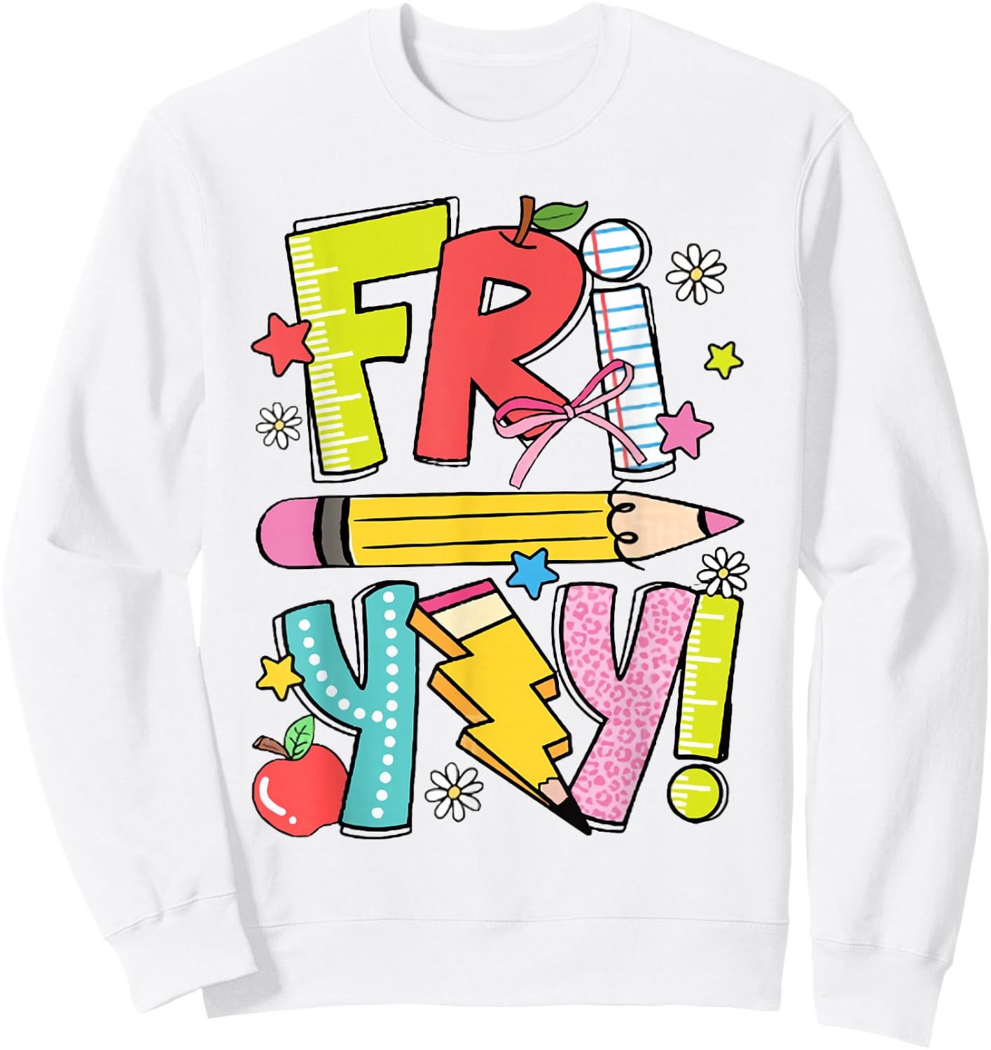 Retro Teacher Fri-Yay Dalmatian Teacher Team Back To School Sweatshirt - Sweatshirt | White