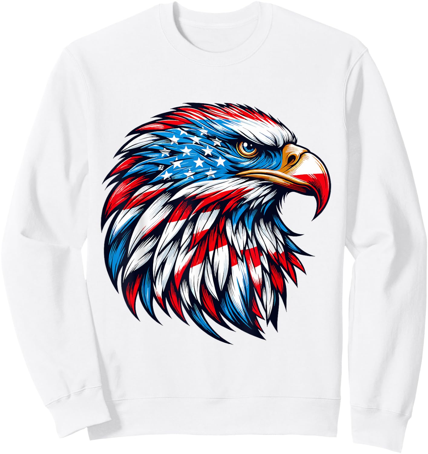 4th Of July Patriotic Eagle USA American Flag men boys Sweatshirt - Sweatshirt | White