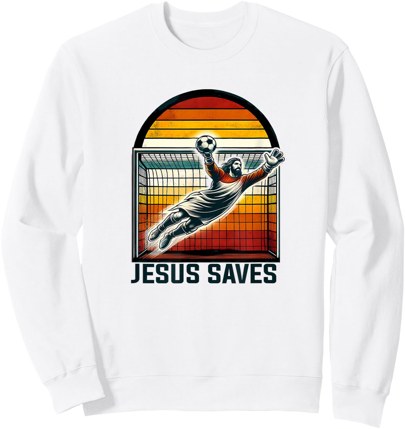 Jesus Saves Funny Football Sweatshirt - Sweatshirt | White