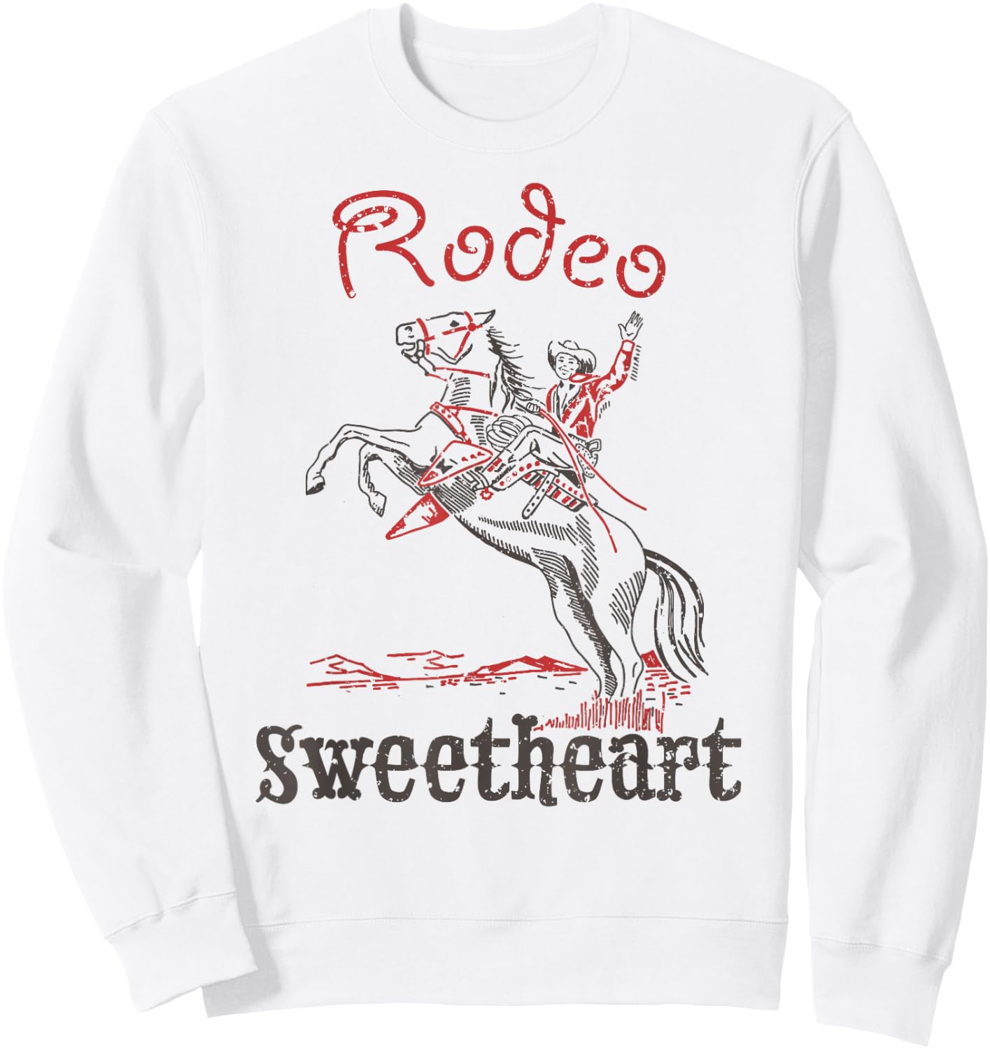 Rodeo Sweetheart Western Cowboy Cowgirl Vintage Cute Sweatshirt - Sweatshirt | White