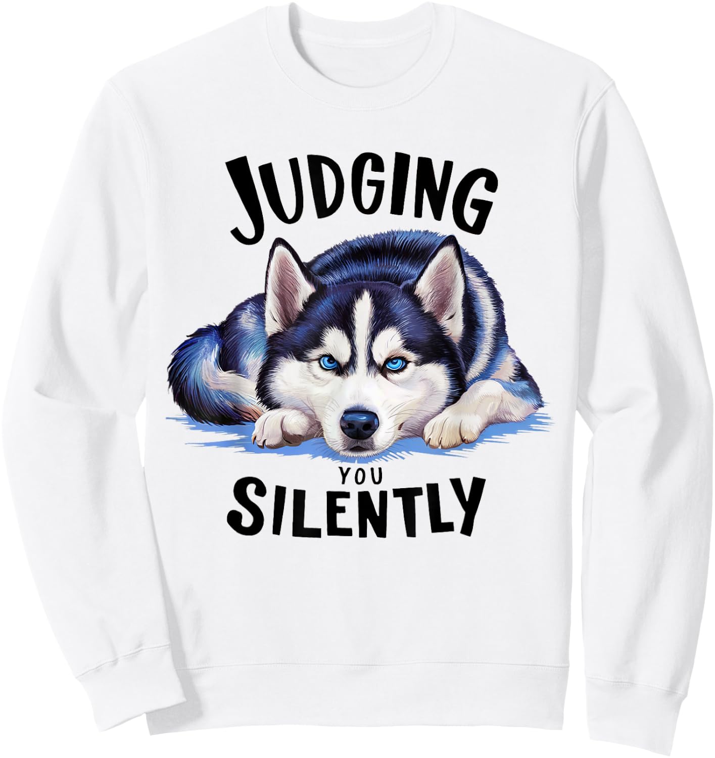 berall Hundehaare -Adults Siberian Husky Dog Sweatshirt - Sweatshirt | White