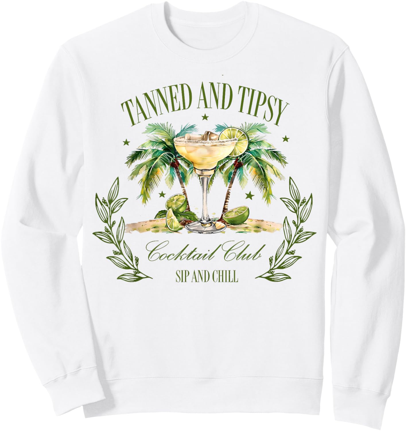 Tanned & Tipsy Cocktail Club Sip & Chill Summer Hawaii Beach Men Women Sweatshirt - Sweatshirt | White