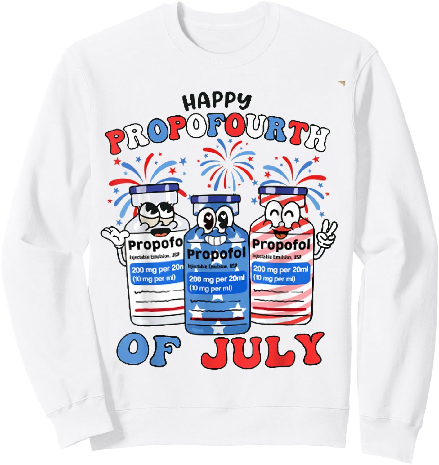 Retro ICU Nurse 4th of July Propofol Intensive Care Unit Men Sweatshirt - Sweatshirt | White