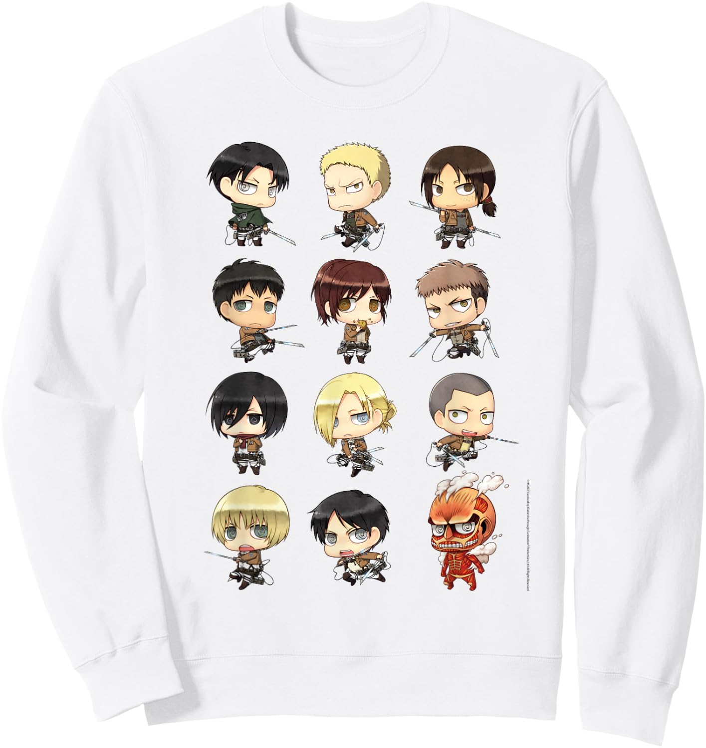 Attack on Titan Chibi All Characters Anime Sweatshirt - Sweatshirt | White