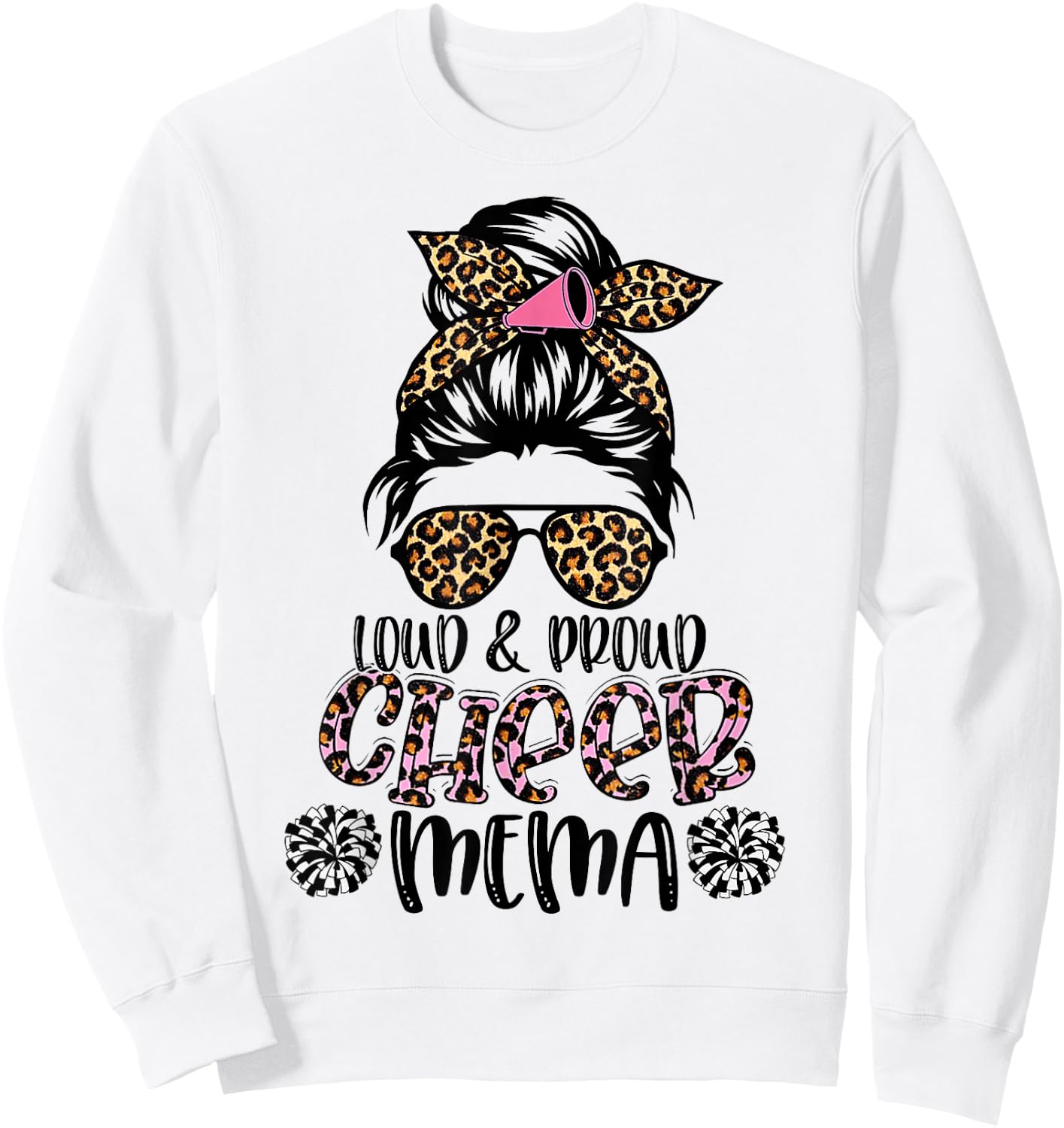 Loud And Proud Cheer Mema Leopard Mother's Day Sweatshirt - Sweatshirt | White
