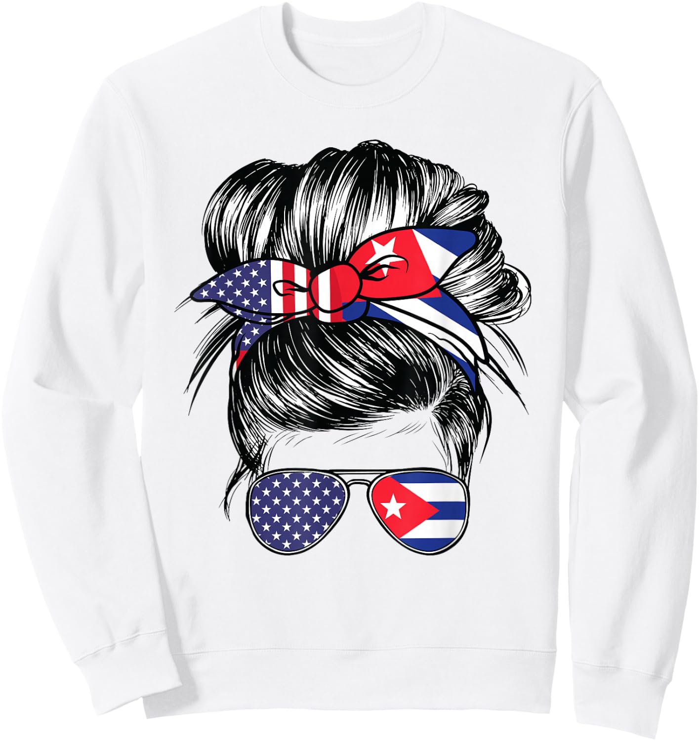 Cuba Flag American Women Girl USA Heritage Cuban Sweatshirt - Sweatshirt | White