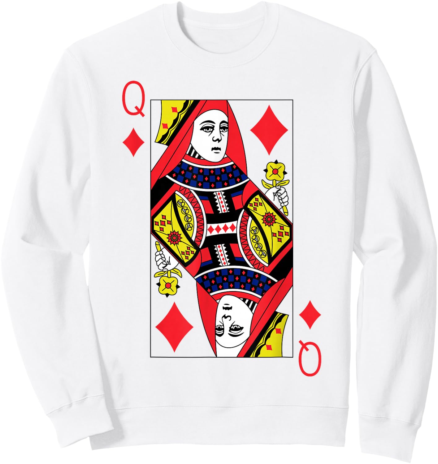 Queen of Diamonds Playing Cards Halloween Party Costume Sweatshirt - Sweatshirt | White