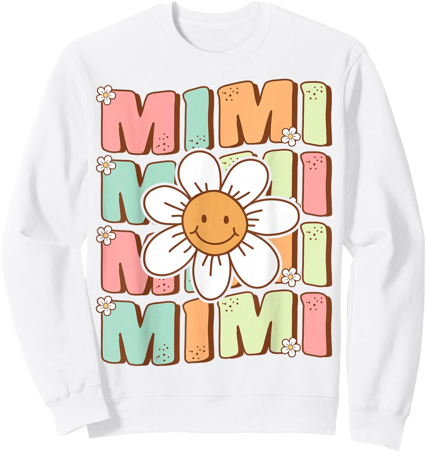 Cute Groovy Mimi 70s Family Birthday Party Daisy Flower Sweatshirt - Sweatshirt | White