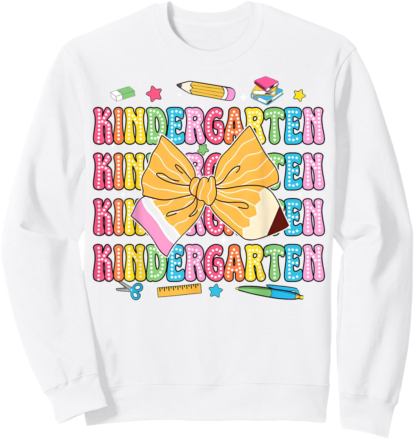 Kindergarten Teacher Pencil Coquette Bow Back To School Women Girls Kids Sweatshirt - Sweatshirt | White