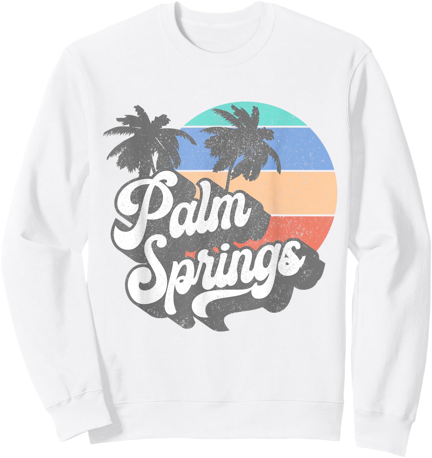 Vintage 70's Palm Springs California Beach Surfing Retro Men Women Sweatshirt - Sweatshirt | White