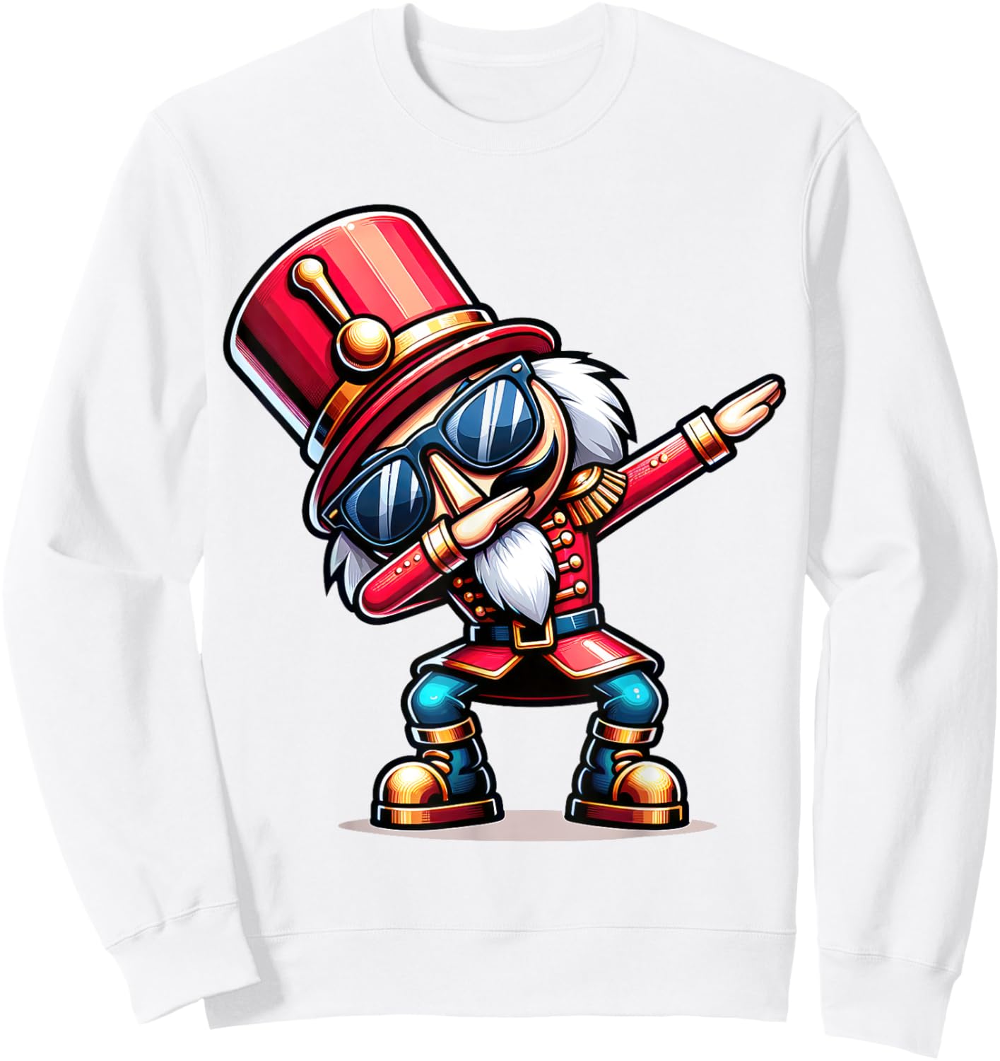 Christmas Nutcracker Dabbing Boys Santa Xmas Funny Sweatshirt - Sweatshirt | White