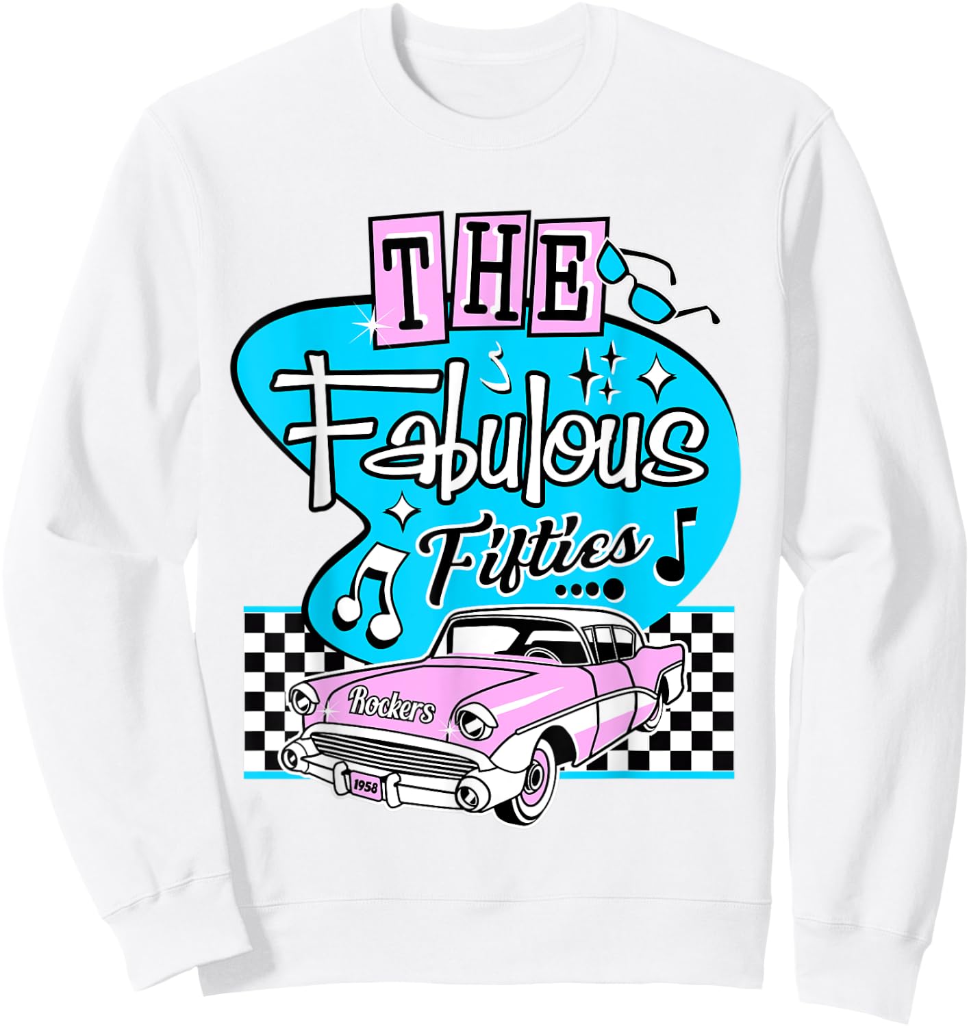 1950s Sock Hop Dance Retro 50s Rockabilly Pink Gifts Doo Wop Sweatshirt - Sweatshirt | White