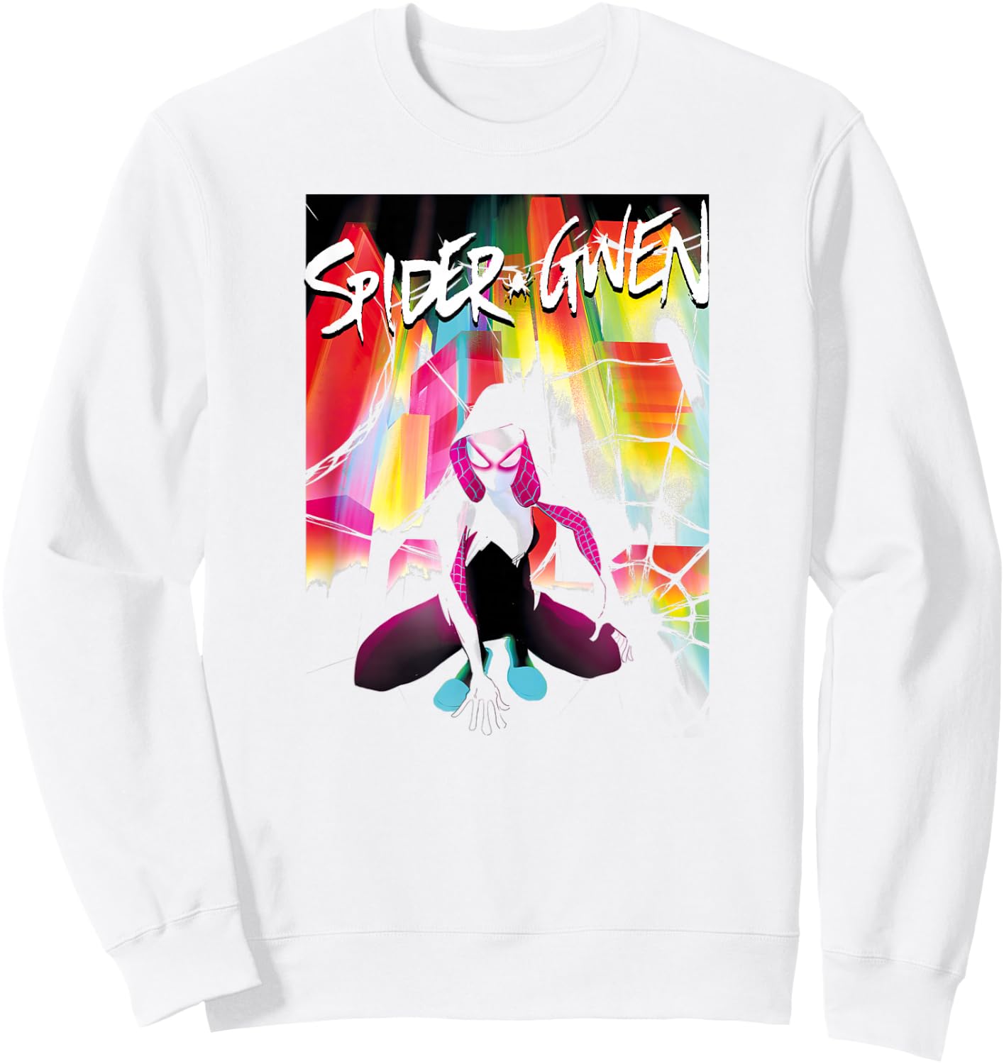 Marvel Spider-Gwen Rainbow Cover Art Graphic Comic Art Sweatshirt - Sweatshirt | White