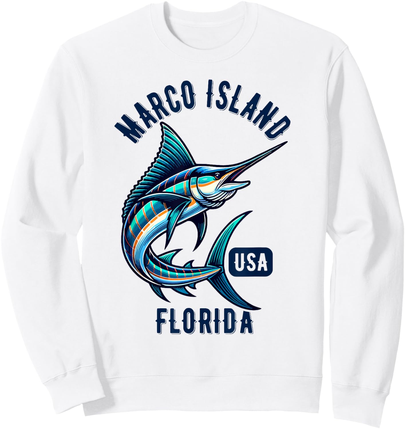 Marco Island Florida USA Fishing Design Sweatshirt - Sweatshirt | White