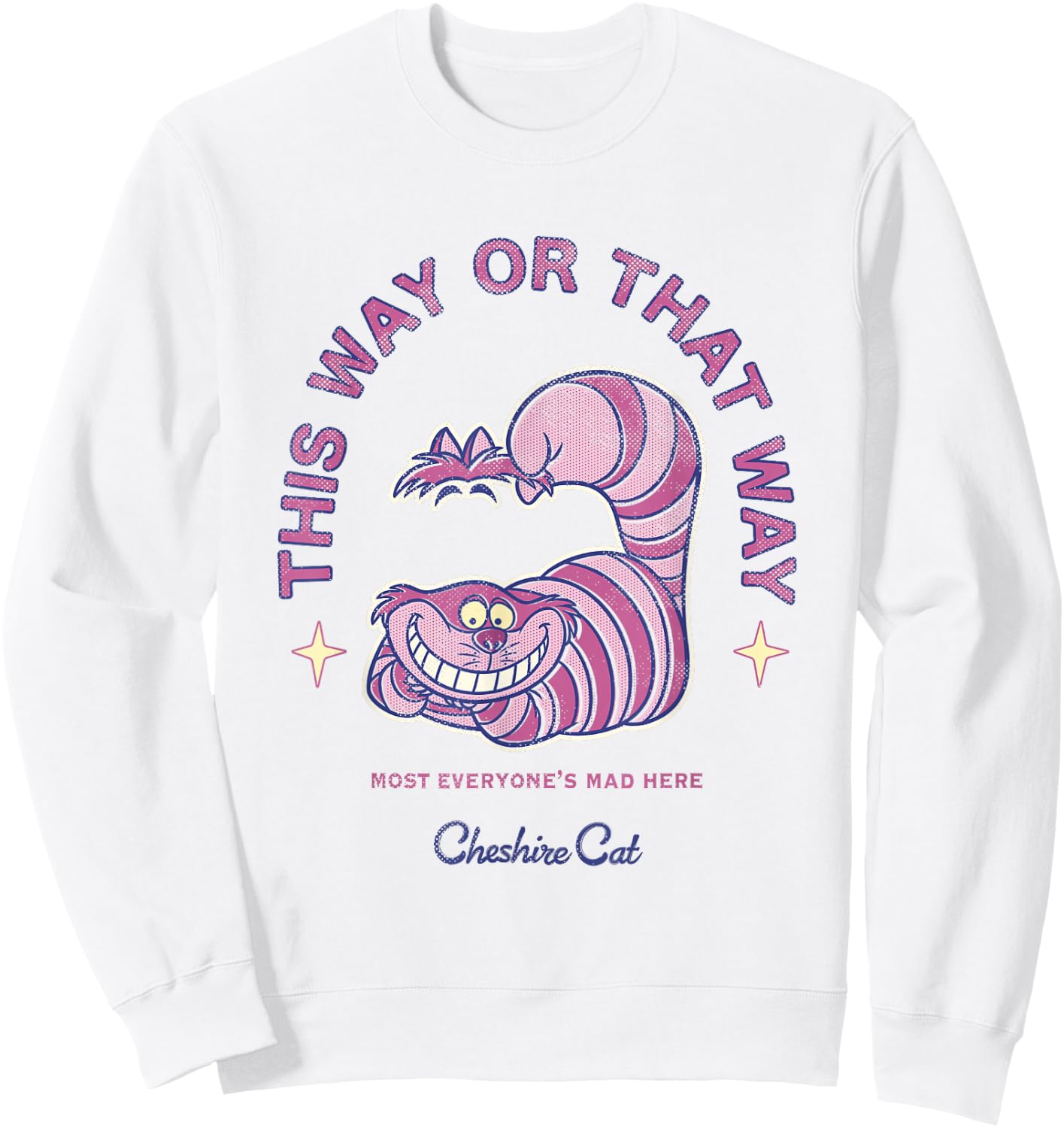 Disney Alice in Wonderland Cheshire Cat's Way Big Chest Logo Sweatshirt - Sweatshirt | White