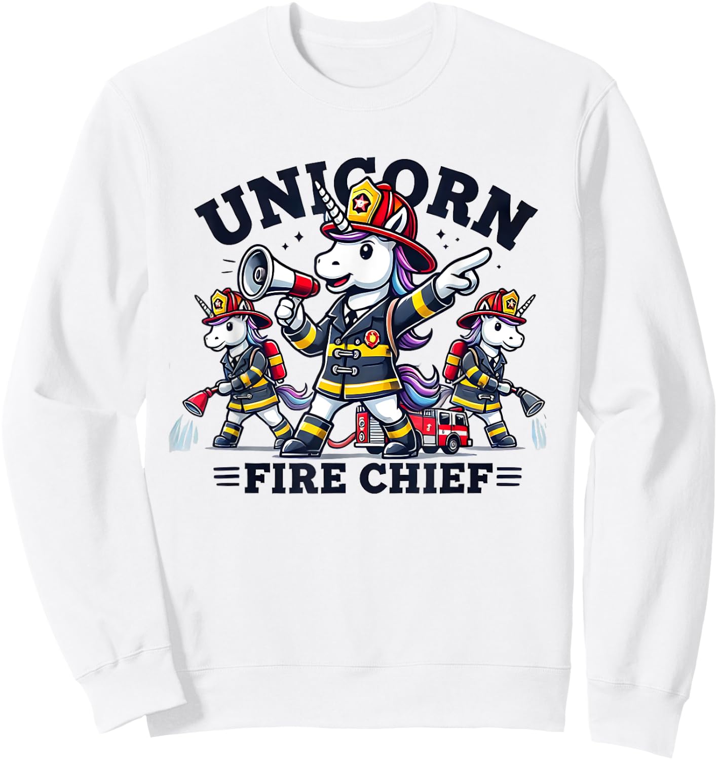 Unicorn Fire Chief Firefighter Pride Sweatshirt - Sweatshirt | White