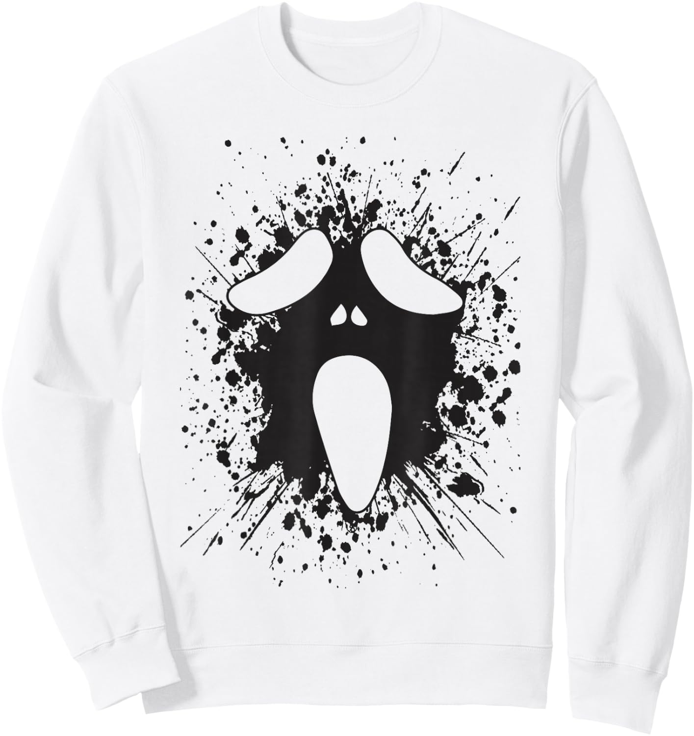 Ghost Silly Face Spooky Halloween Ghoul Face Easy Costume Sweatshirt - Sweatshirt | White