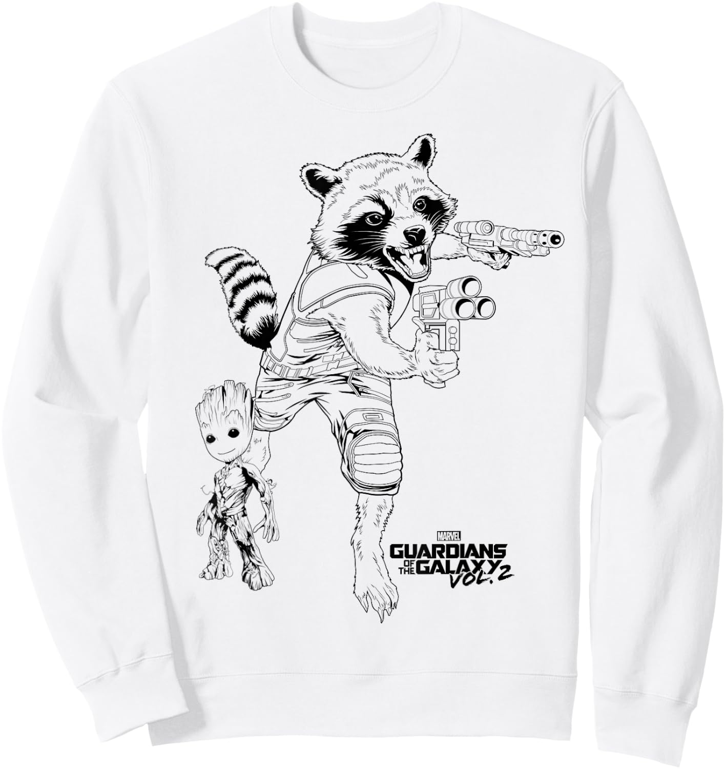 Marvel Guardians of The Galaxy Vol 2 Rocket & Groot Sketch Sweatshirt - Sweatshirt | White