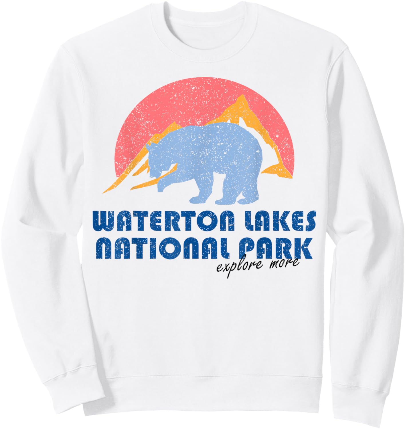 Vintage Waterton Lake National Park Retro Alberta Sweatshirt - Sweatshirt | White
