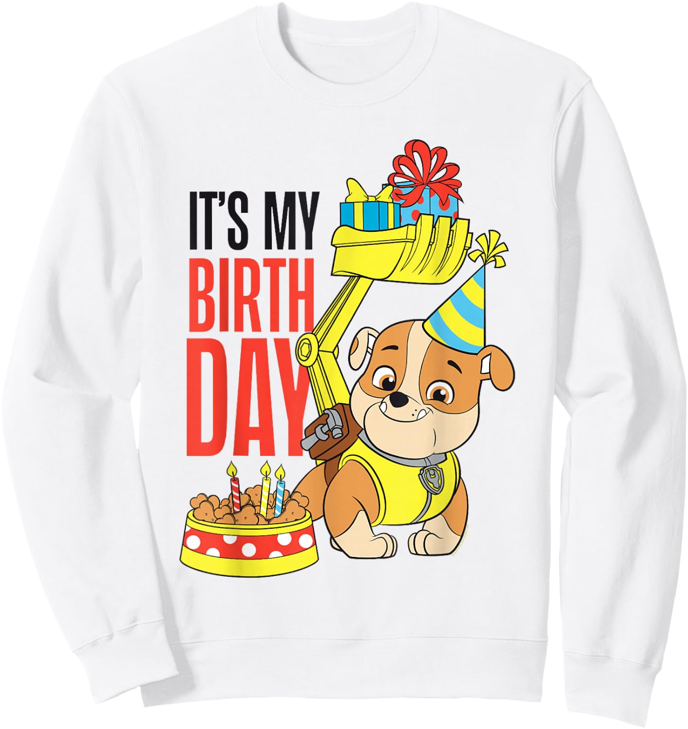 Paw Patrol It's My Birthday Happy Birthday Rubble Sweatshirt - Sweatshirt | White