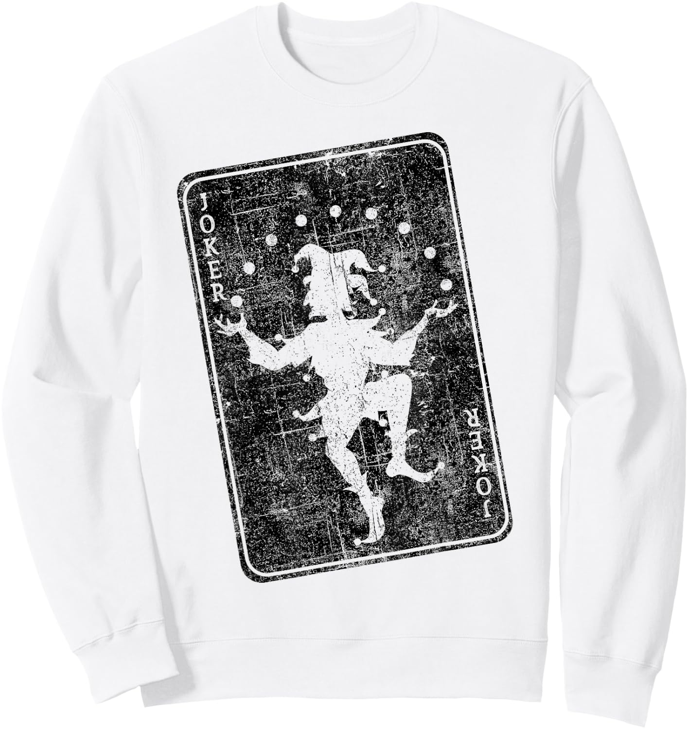 Distressed Joker playing card jester poker player halloween Sweatshirt - Sweatshirt | White