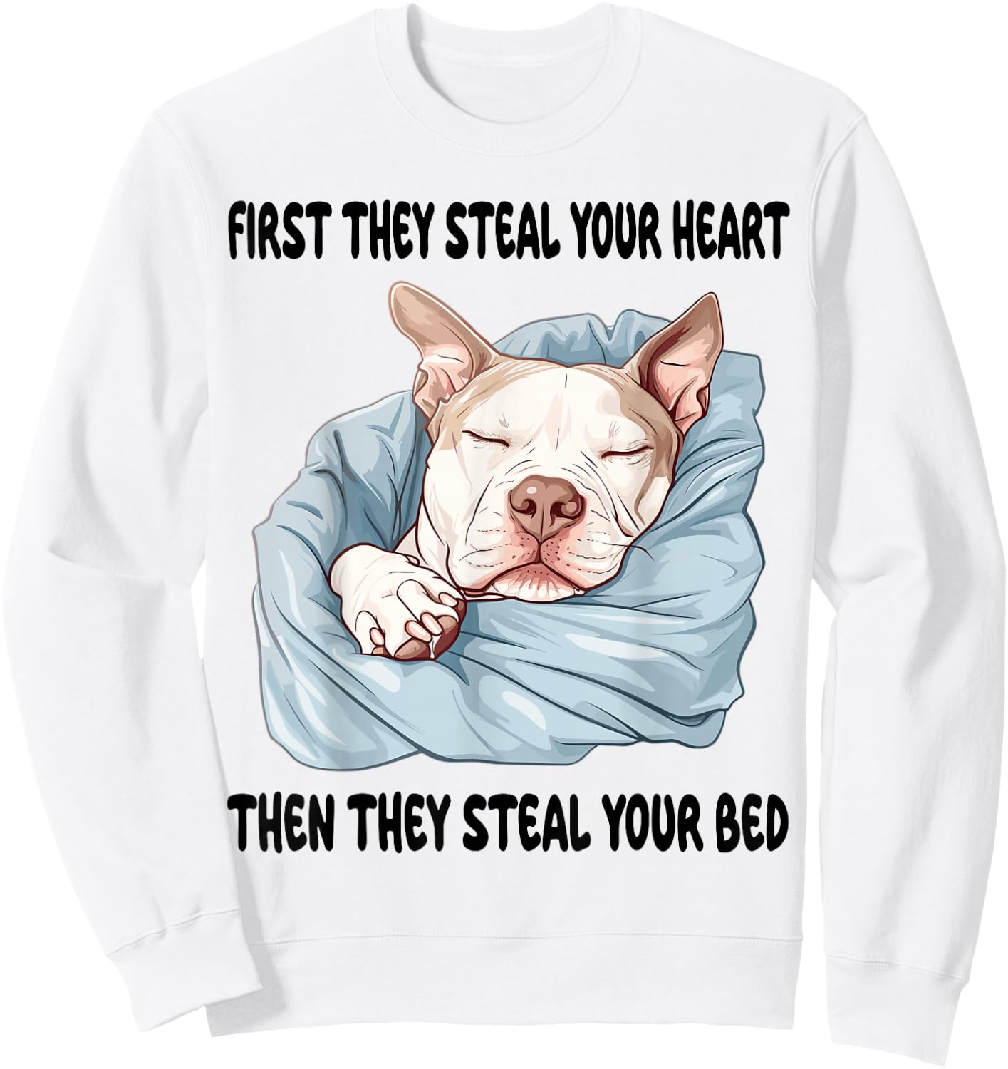 Pitbull Sleeping Pajamas Nightgown Sweatshirt - Sweatshirt | White
