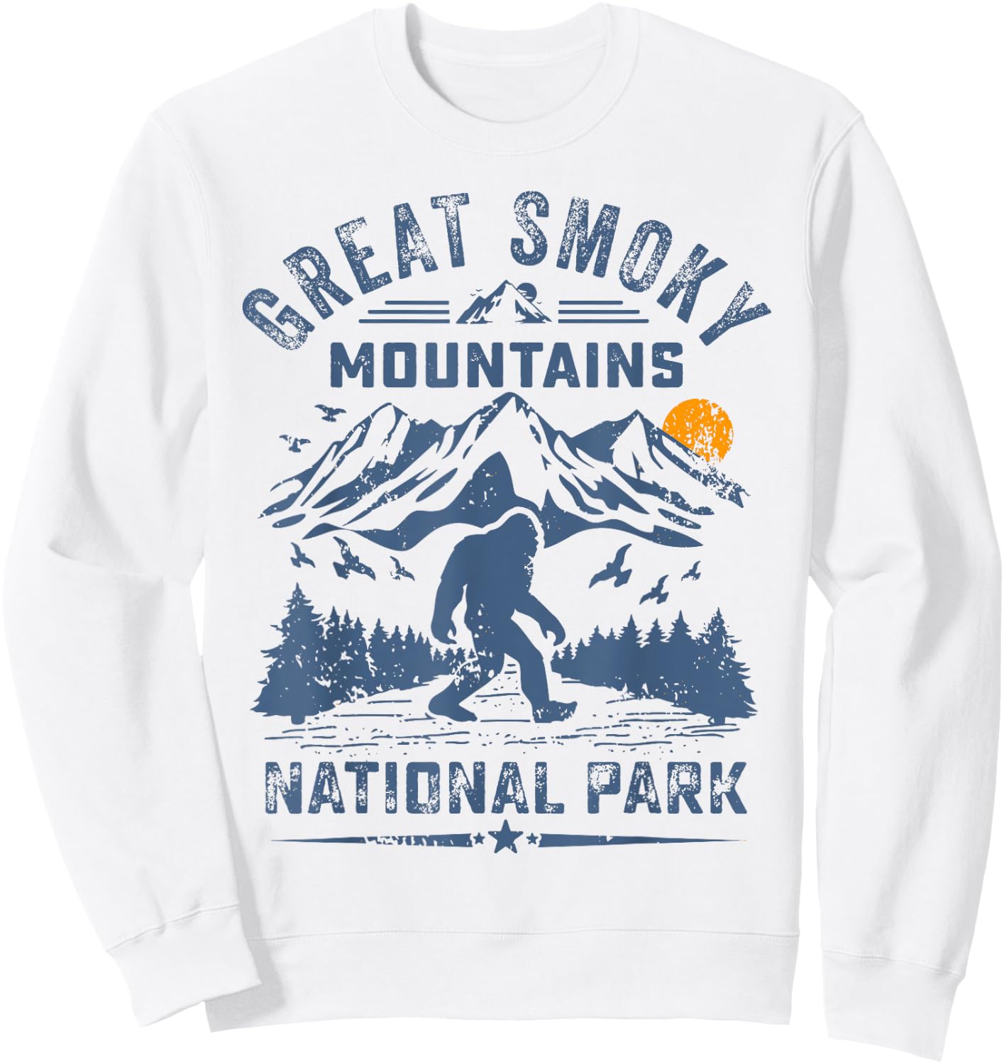 Great Smoky Mountains National Park Sunset Bigfoot Sasquatch Sweatshirt - Sweatshirt | White
