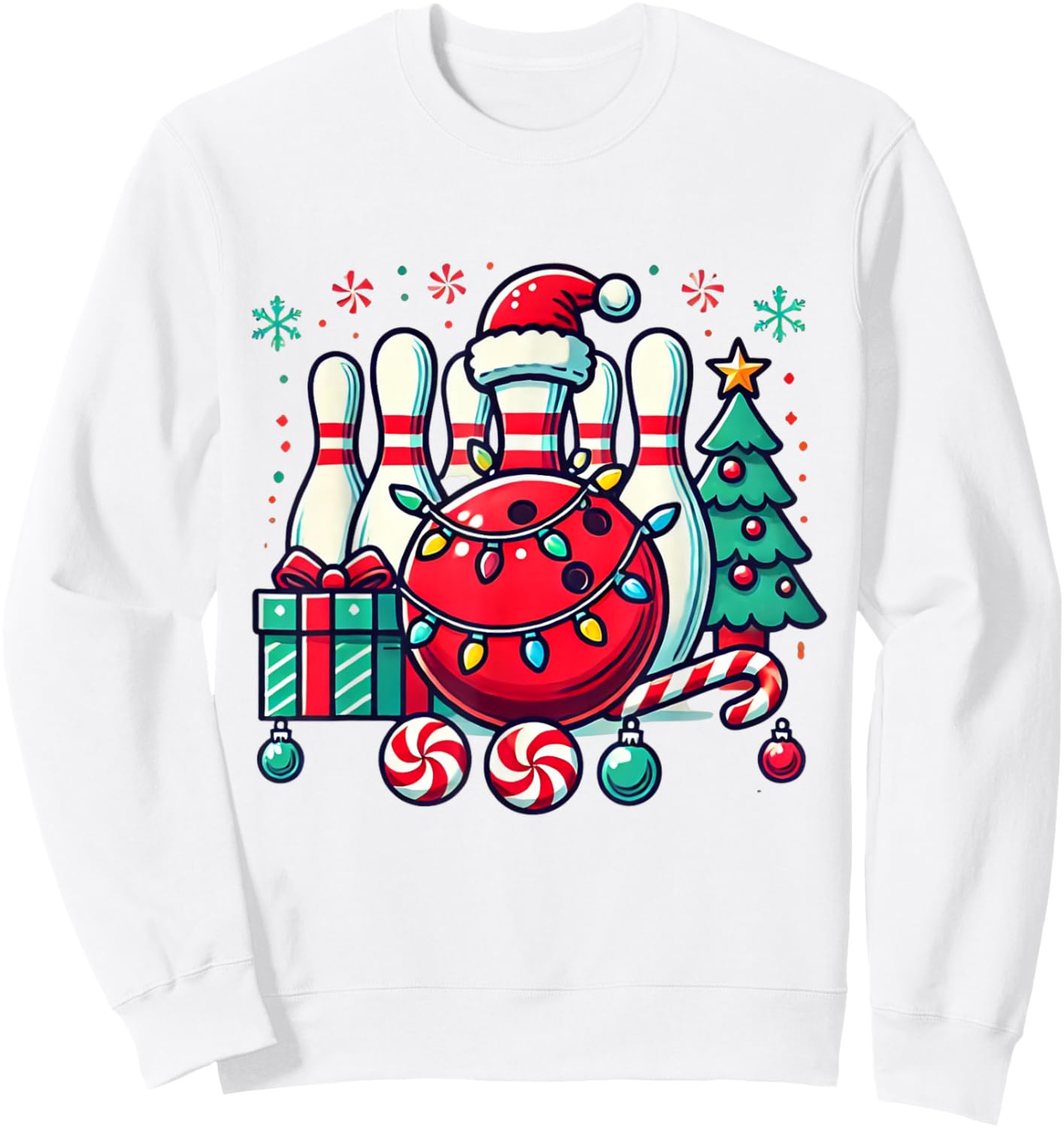 Christmas Bowling Pins Reindeer Xmas Bowler Men Women Kids Sweatshirt - Sweatshirt | White