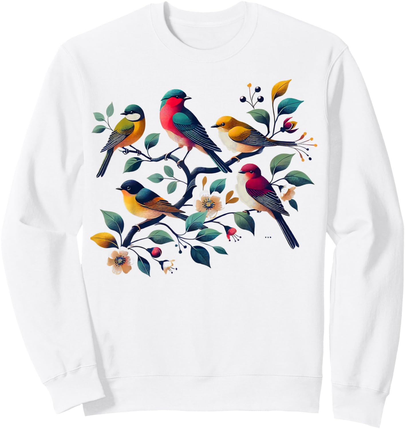 Birds On A Branch Birding Bird Watcher Birder Sweatshirt - Sweatshirt | White