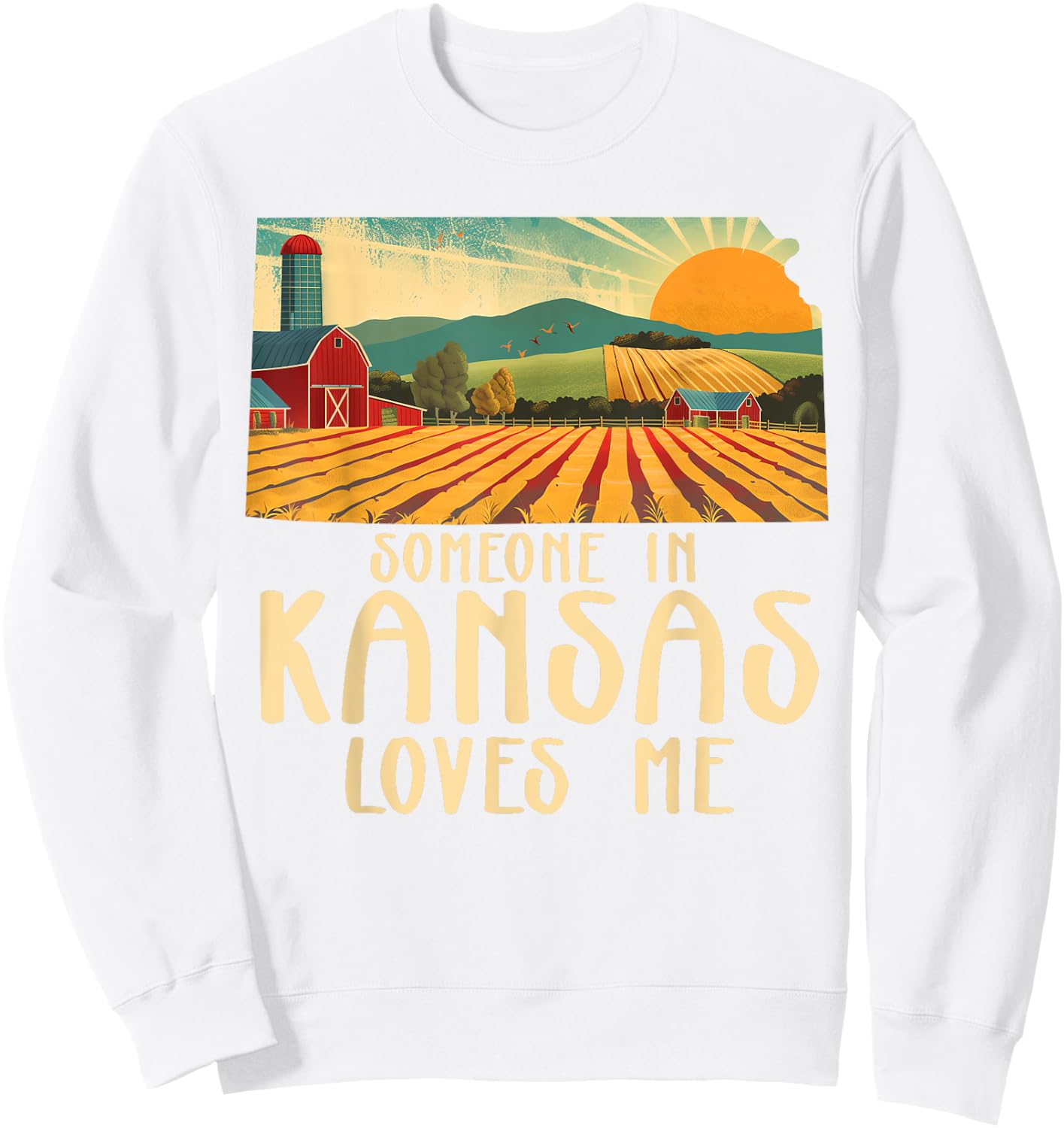 Someone In Kansas Loves Me Sunflower State Sweatshirt - Sweatshirt | White