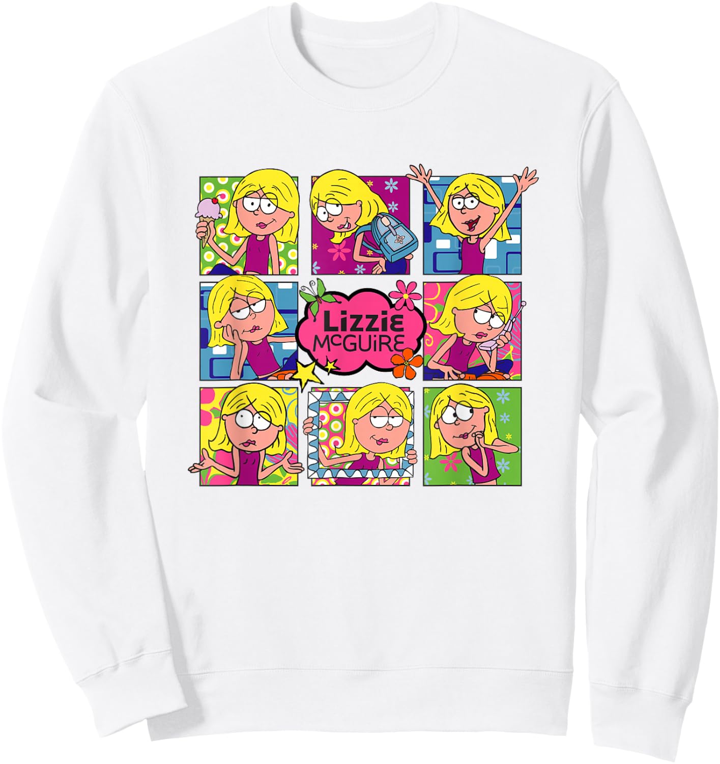 Disney Lizzy McGuire Multi Lizzie's Moods Big Chest Panels Sweatshirt - Sweatshirt | White
