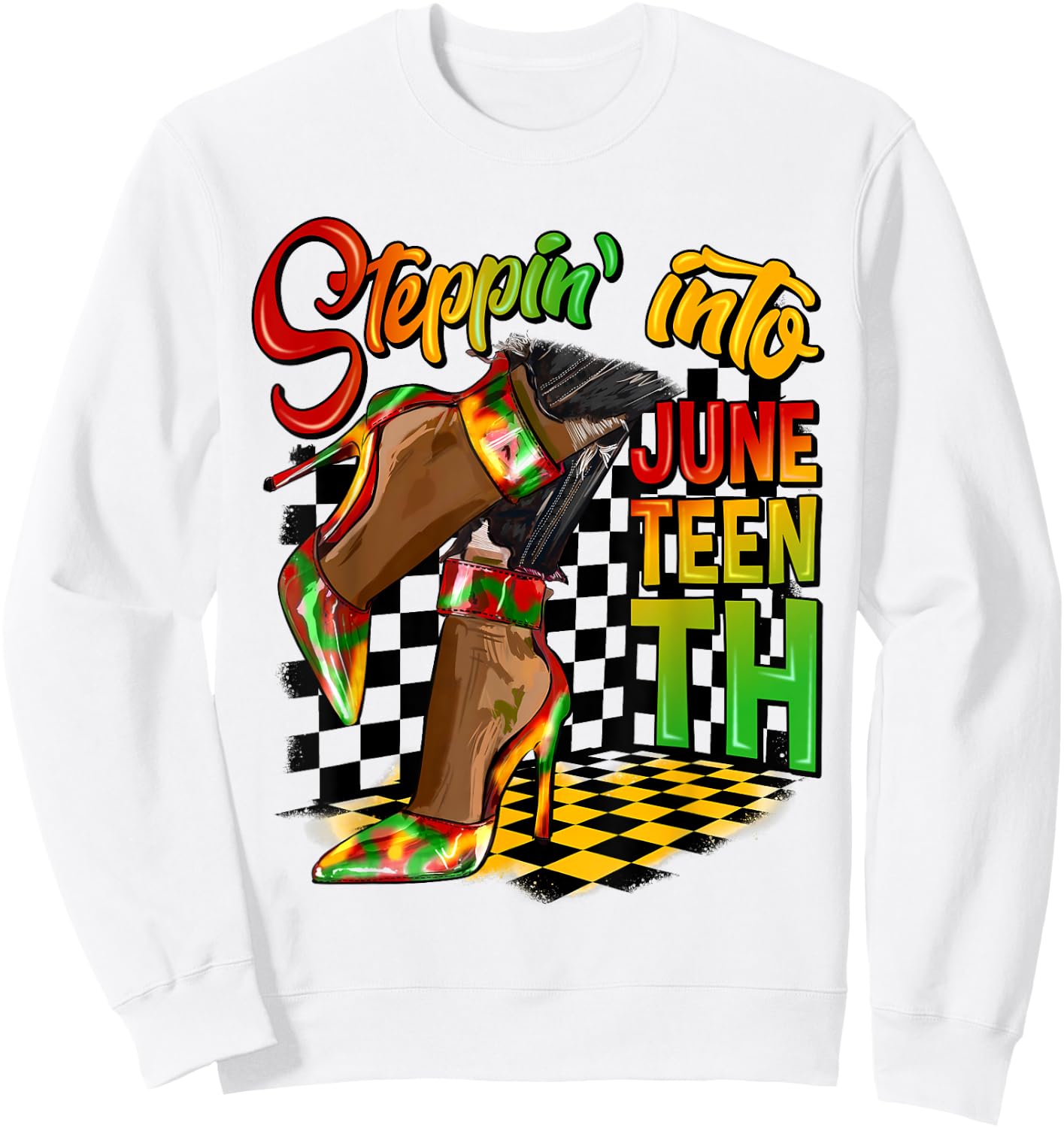 Stepping into Juneteenth High Heels Afro African Women Girls Sweatshirt - Sweatshirt | White