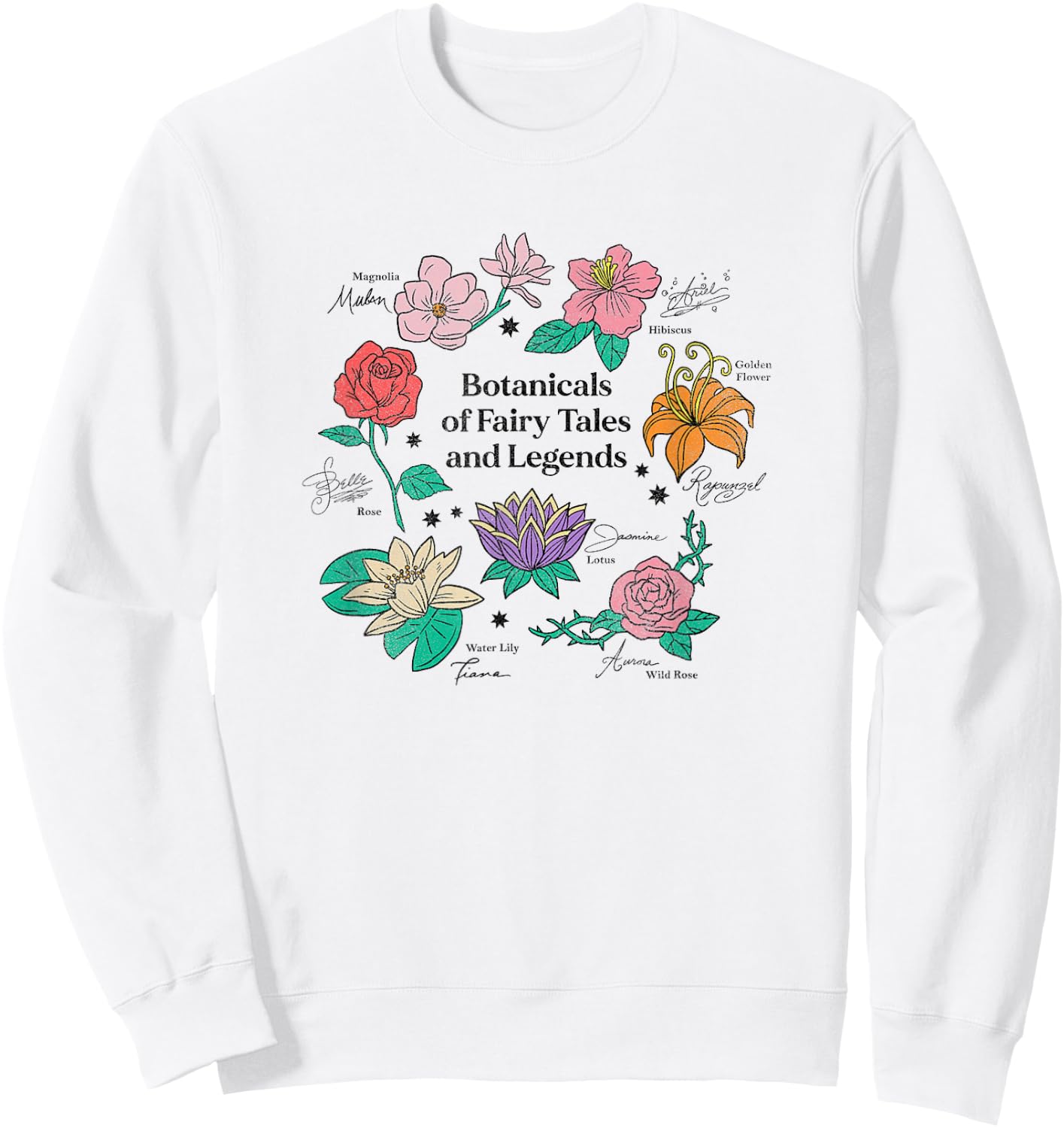 Disney Princess Botanicals Of Fairy Tales Floral Textbook Sweatshirt - Sweatshirt | White