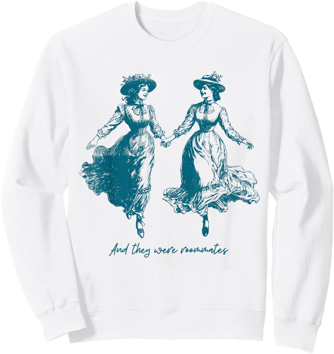 Vintage Lesbian Pride And They Were Roommates Sapphic Pride Sweatshirt - Sweatshirt | White