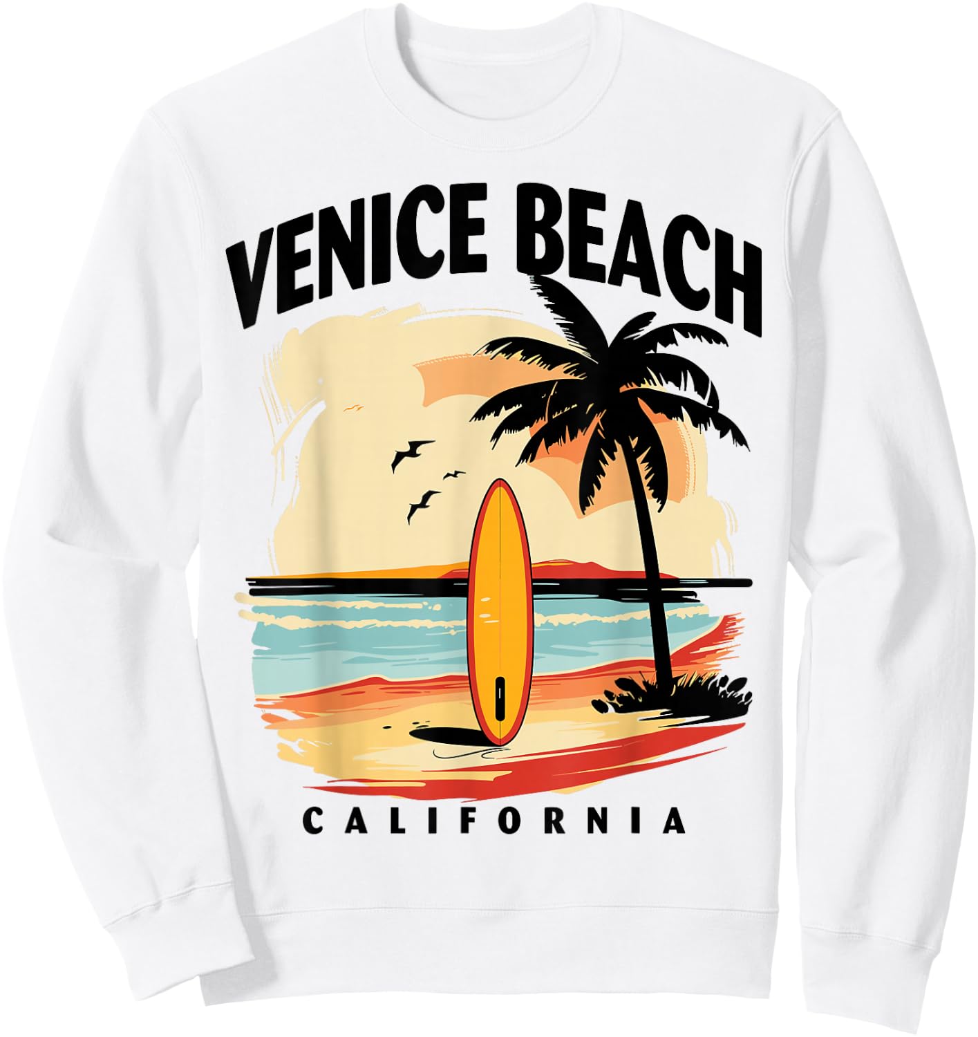 Venice Beach California Surfboard Surfing Men Women Sweatshirt - Sweatshirt | White