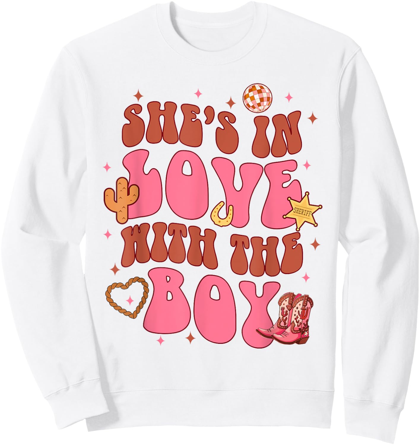 Bridesmaid Cowgirls Bachelorette She's In Loves With A Boy Sweatshirt - Sweatshirt | White