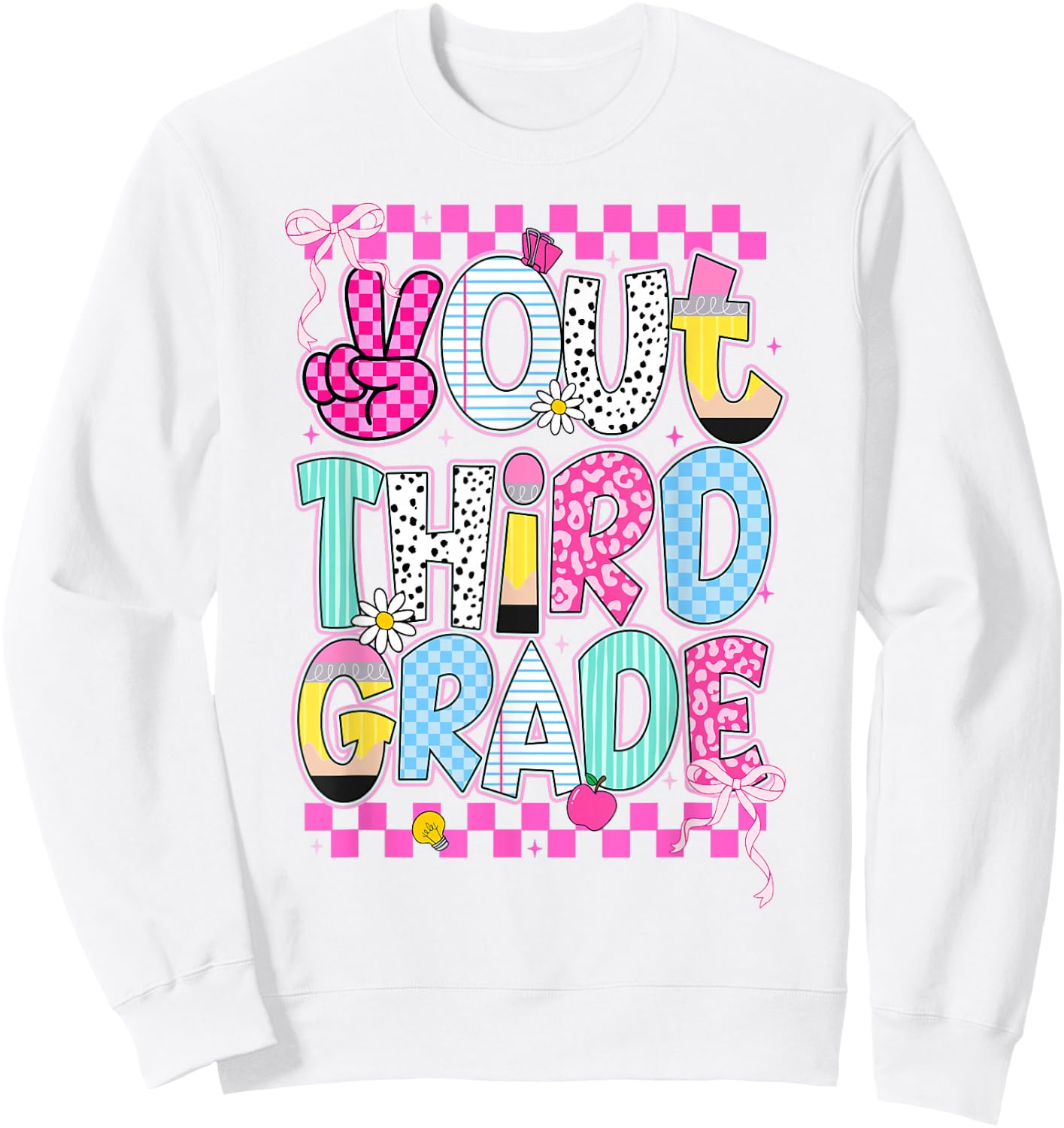 Peace Out 3rd Grade Graduation Last Day School Girls Kids Sweatshirt - Sweatshirt | White