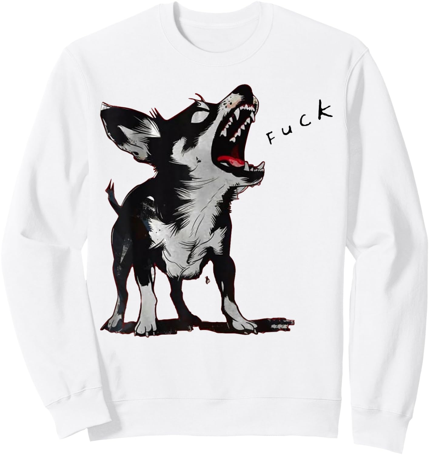 Angry - Chihuahuas Dog Fuck Howling Yelling Art Men Women Sweatshirt - Sweatshirt | White