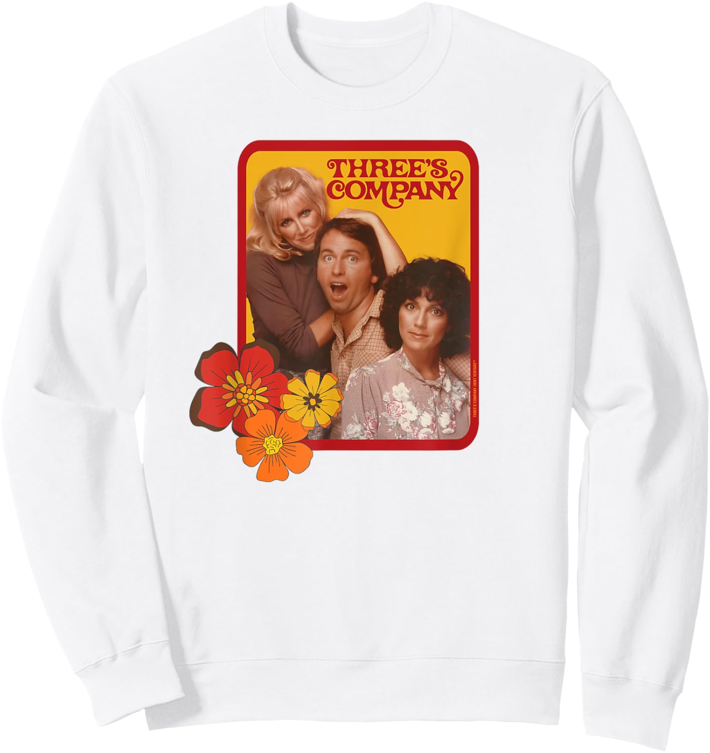 Jack & Janet & Chrissy Three's Company Retro Floral Graphic Sweatshirt - Sweatshirt | White