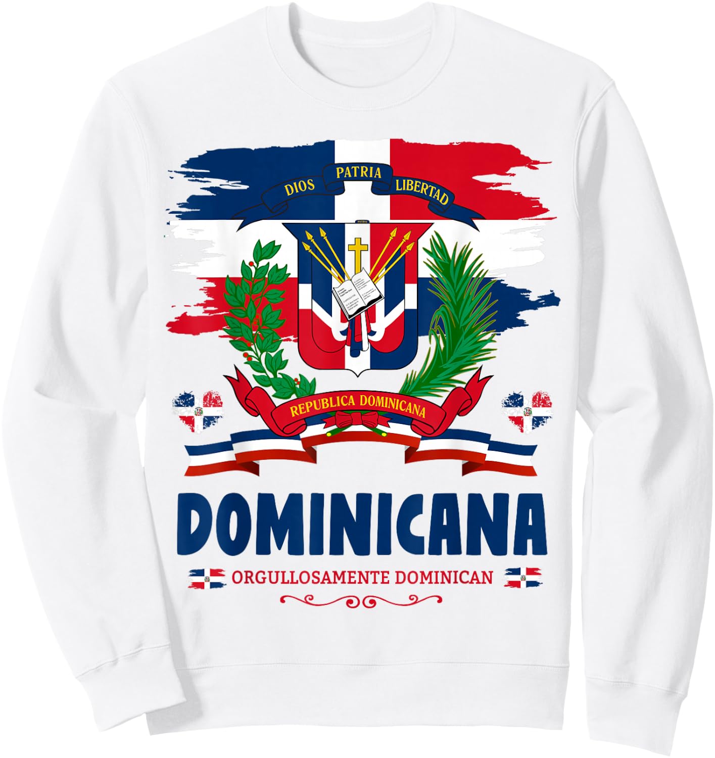 Coat of Arms Republica Dominicana For Kids & Dominican Flag Sweatshirt - Sweatshirt | White