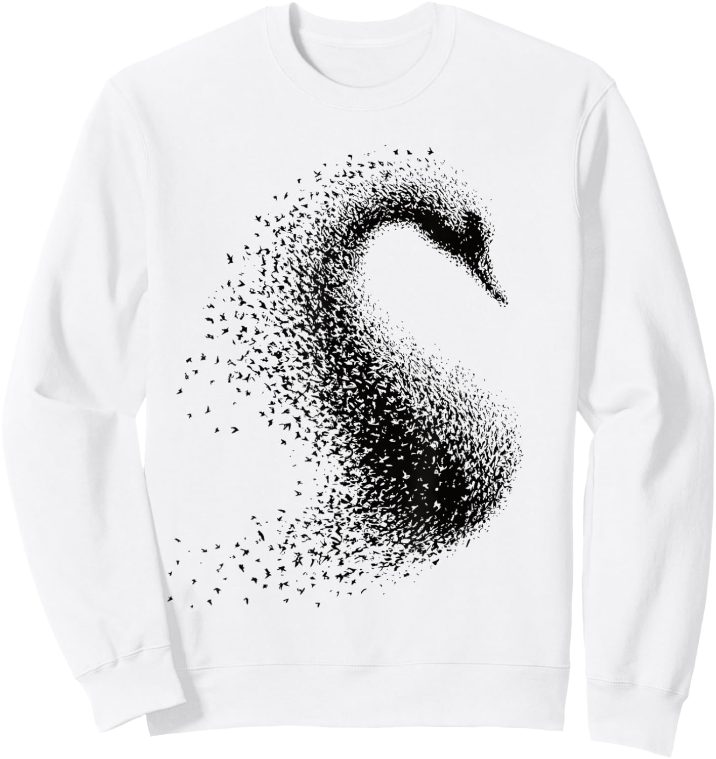 Murmuration of Birds s Swan from a Flock of Birds Sweatshirt - Sweatshirt | White