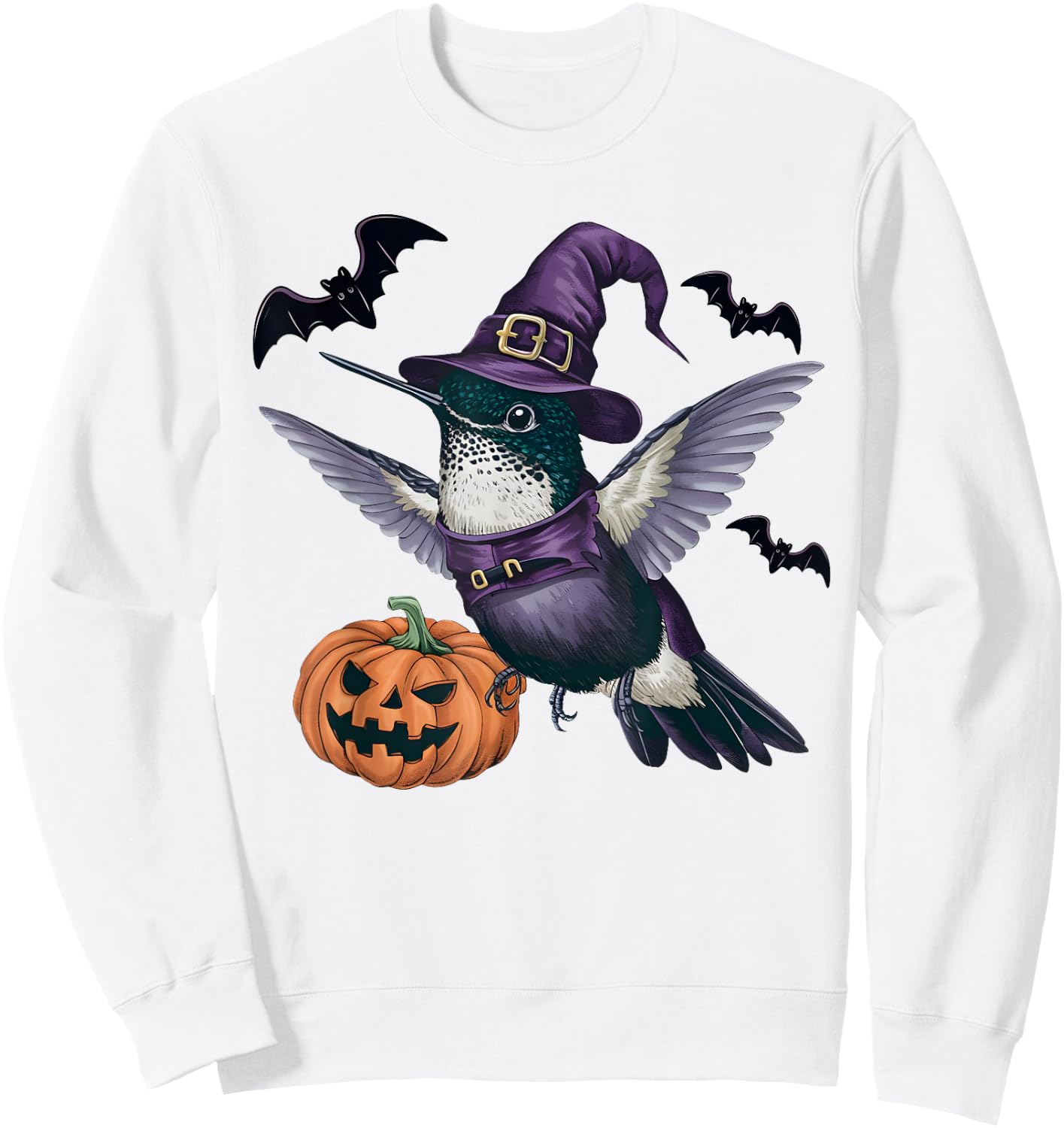 Hummingbird Halloween Costume Pumpkin Bat Witch Sweatshirt - Sweatshirt | White