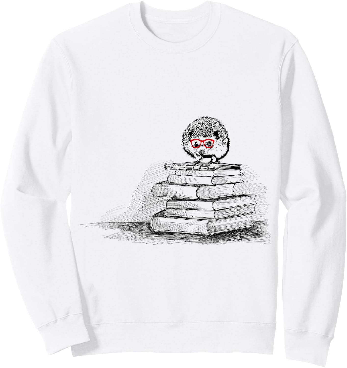 Cute Hedgehog Book Nerd Readers Sweatshirt - Sweatshirt | White