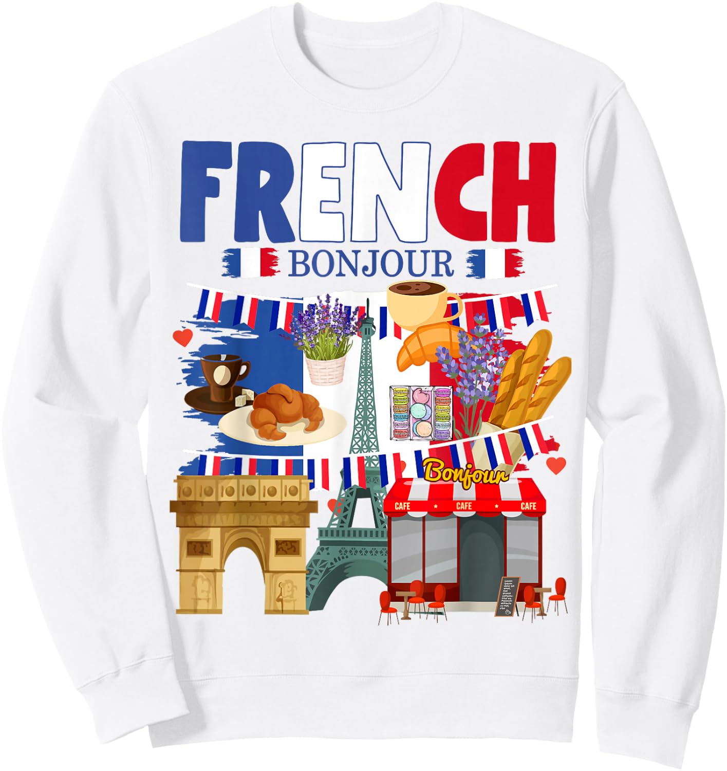 France Flag Outfit Idea For Kids French Flag & Lavender Sweatshirt - Sweatshirt | White
