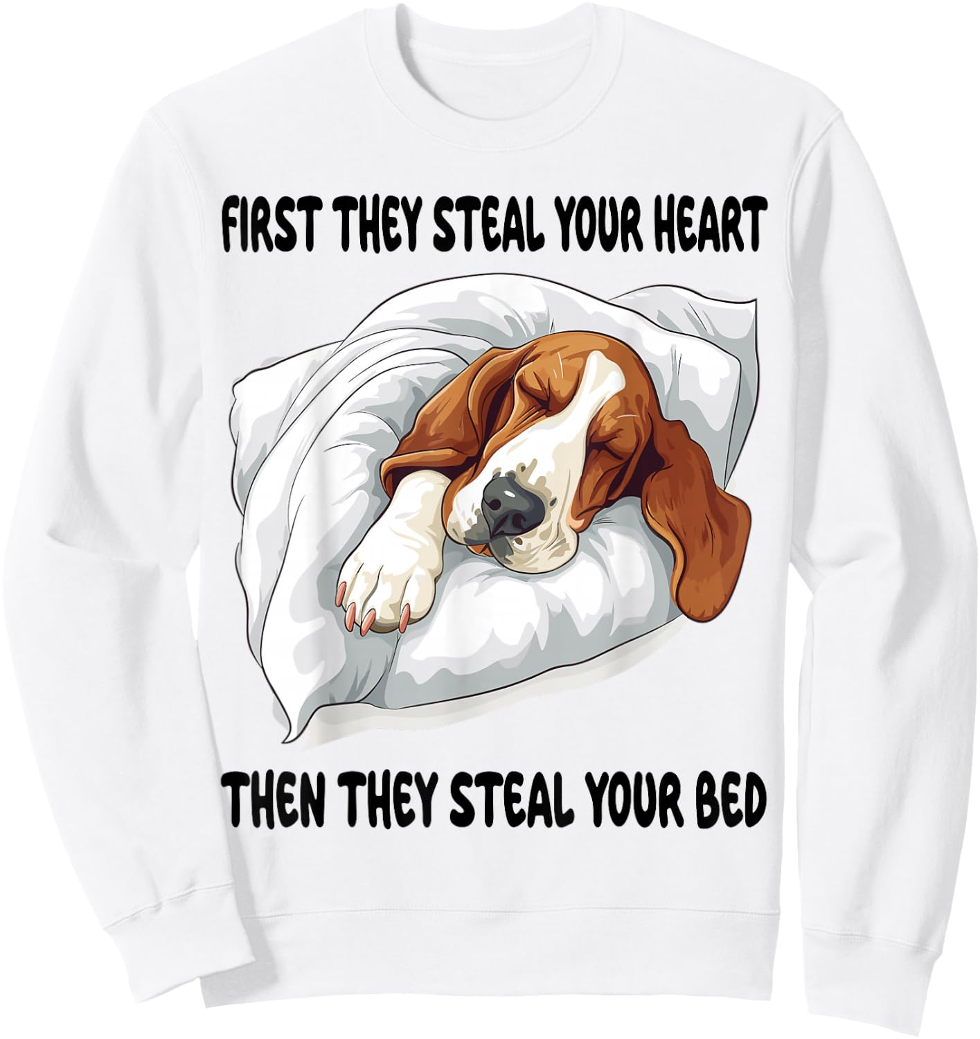 Basset Hound Sleeping Pajamas Nightgown Sweatshirt - Sweatshirt | White