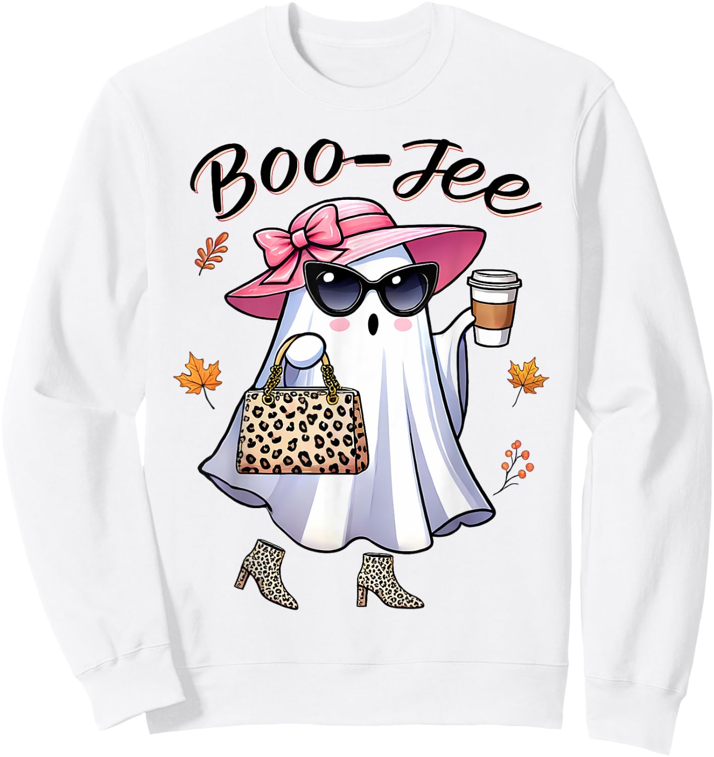 Cute Funny Boo-Jee Ghost Halloween Boujee Women Girls Sweatshirt - Sweatshirt | White