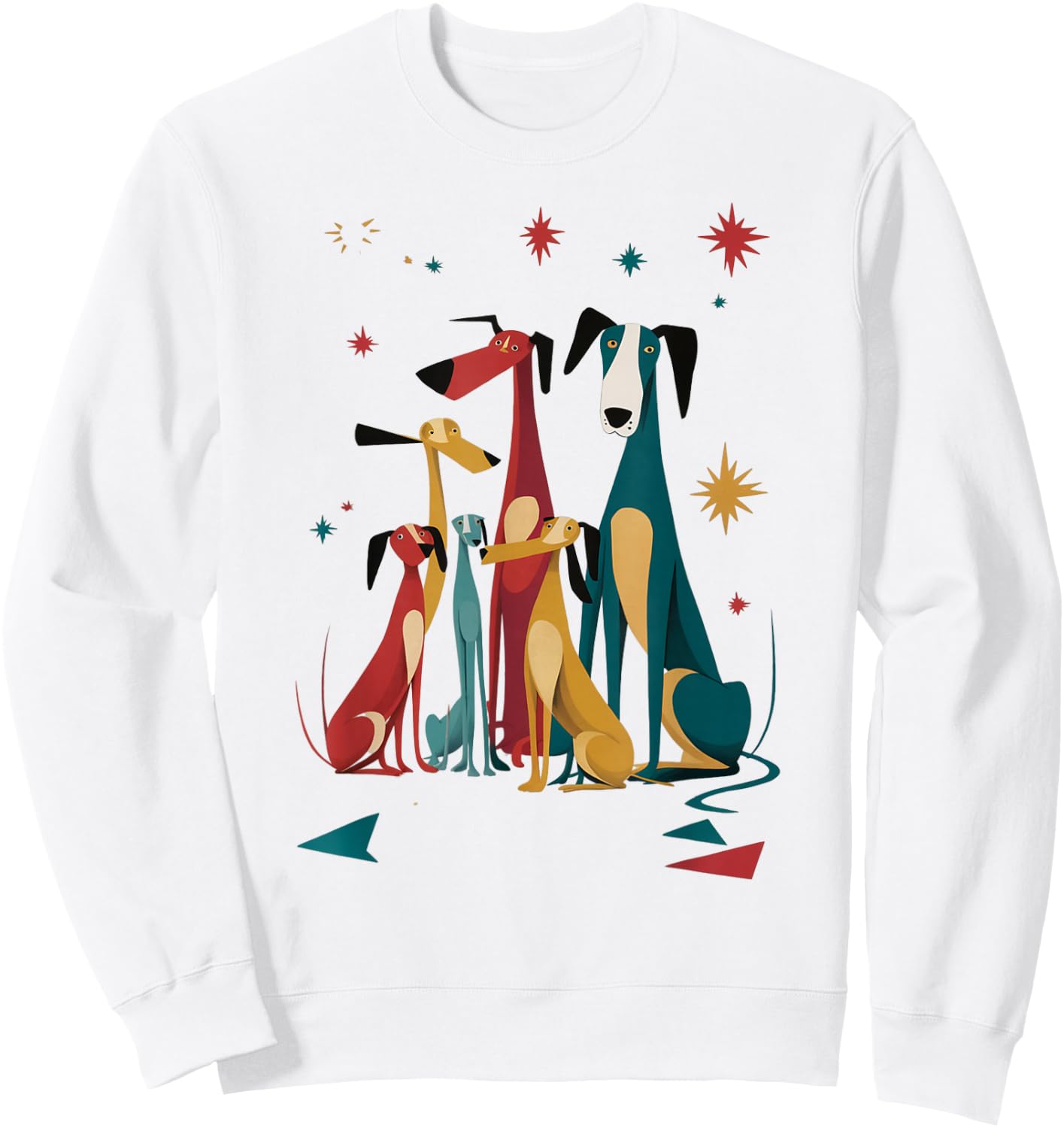 Vintage Retro Mid-Century Long Neck Dogs 50s 60s Style Sweatshirt - Sweatshirt | White